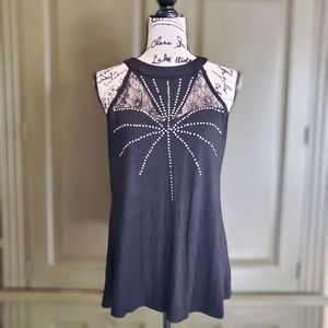 Firework sequins and lace tank